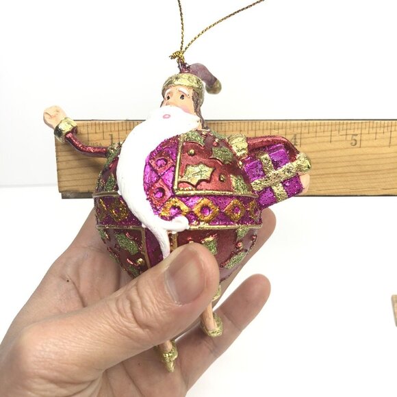 Vtg Maroon Wizard Santa Glittered Christmas Ornament Hand Painted Discontinued - Picture 6 of 6